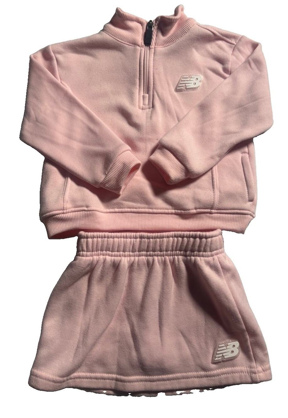 New Balance Baby Girls 24M Pink Quarter Zip Sweatshirt Skort 2 Piece Outfit Set